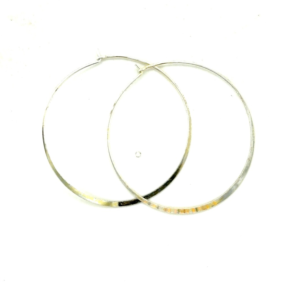 Sterling Silver 925 Large Hoop Earrings Minimalist High Polish 2 Inch Round